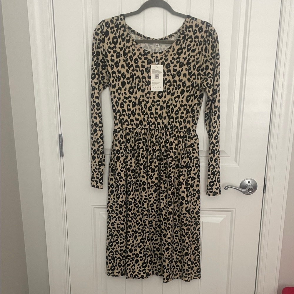 Leopard Print Long Sleeve Dress